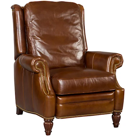 Traditional High Leg Recliner with Rolled Arms